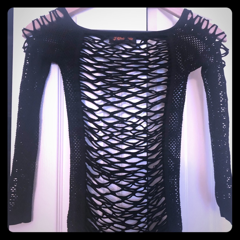 J Valentine Black Fishnet Rave Top